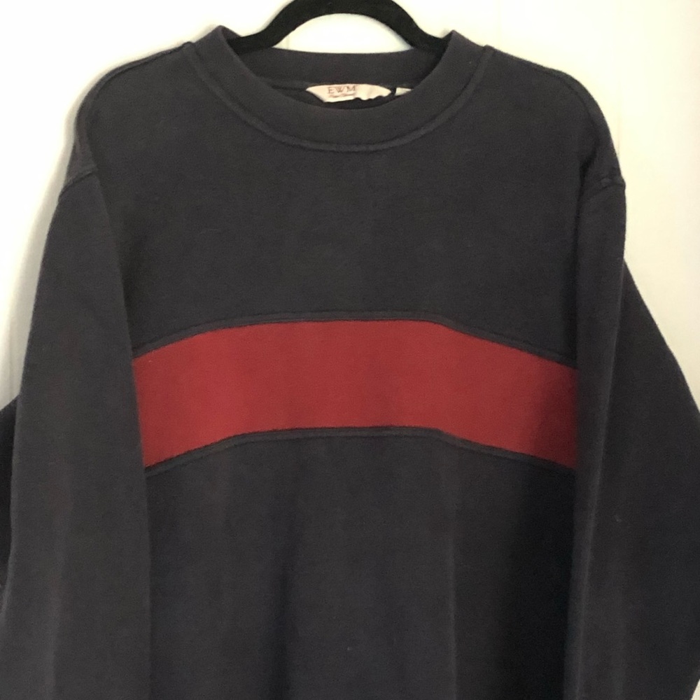 Red & Blue Striped Vintage Crewneck